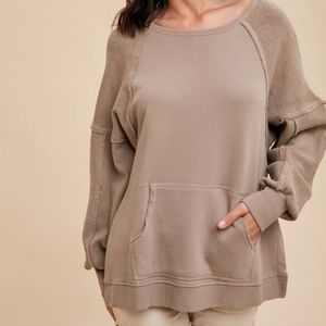 OVERSIZED FRENCH TERRY PULLOVER SIDE SLITS